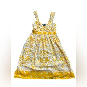 CG Sport 100% Cotton Vibrant Yellow-Gold and White Floral Sundress Medium